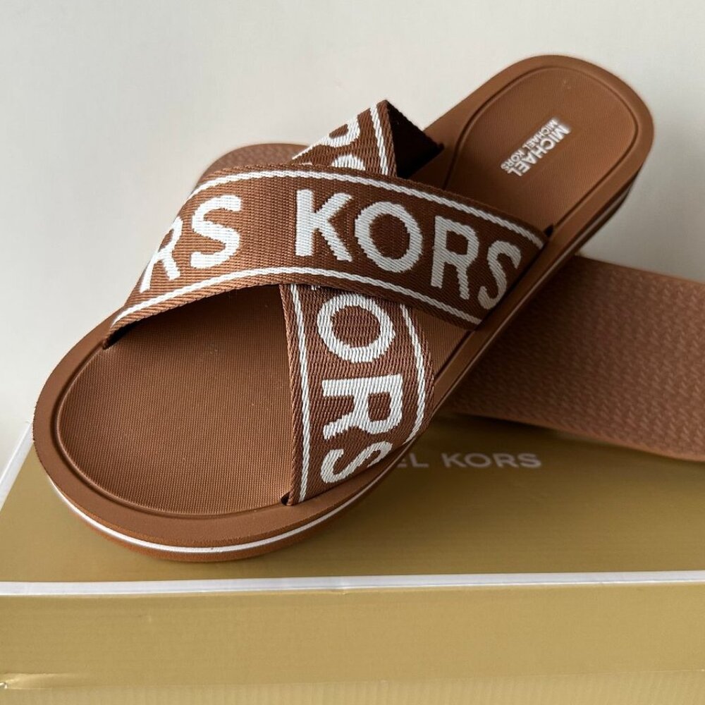 NIB Michael Kors Brown Suzi Slide Sandals Size 6, 7, 8, 9,10 & 11 - Picture 6 of 7